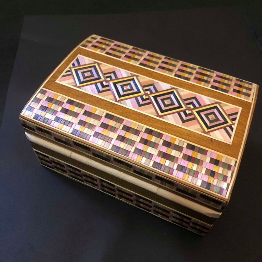 USSR Vintage Wooden Multi Color Trinket Box - Picture 7 of 7